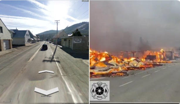 PHOTO Before And After Exact Location Of Dixie California Showing Damage From Fire