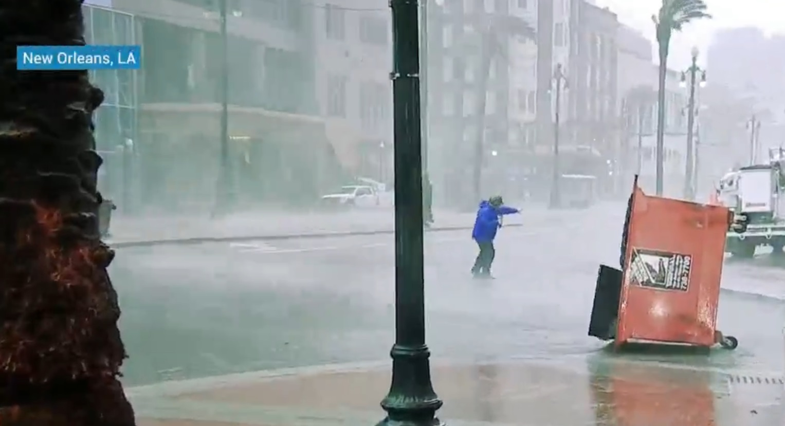 PHOTO Giant Dumpster Tips Over From 100 MPH Winds In New Orleans