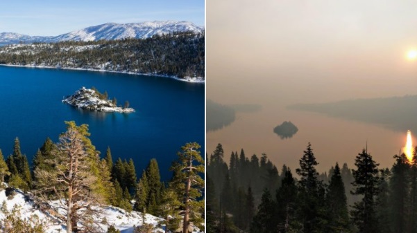 PHOTO How Lake Tahoe Looked Before The Caldor Fire And How It Looks Now