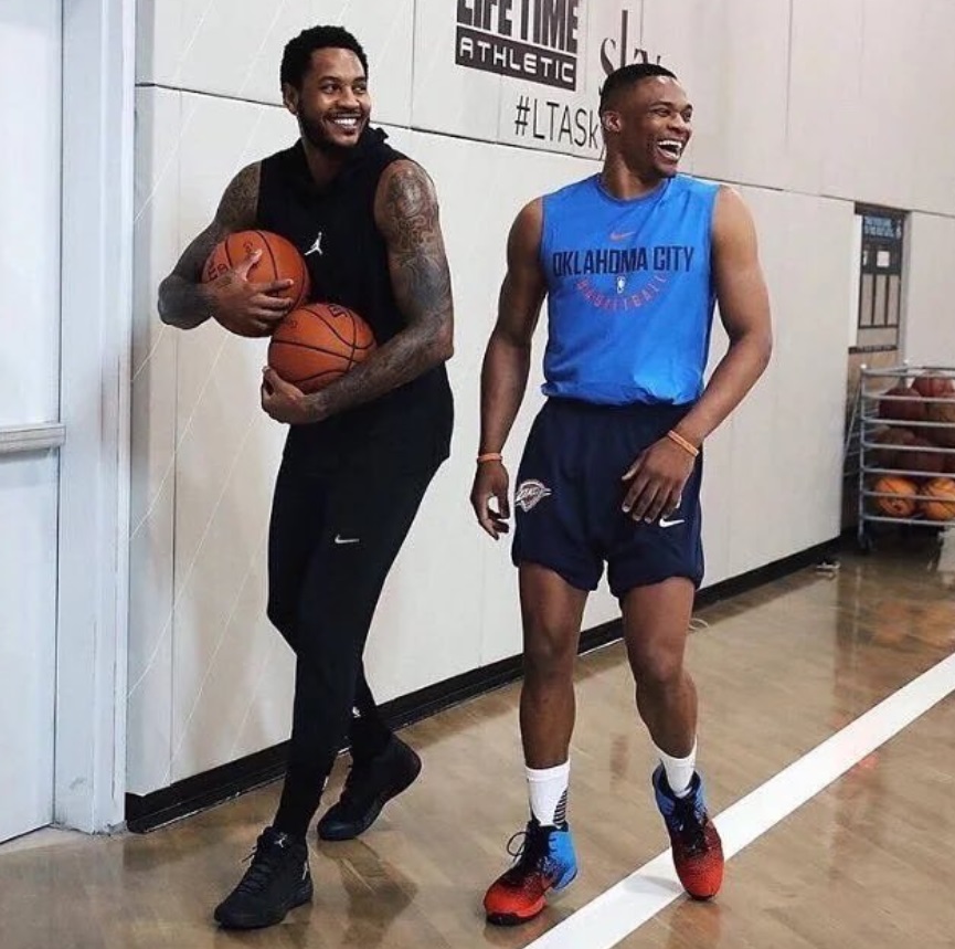 PHOTO How Russell Westbrook And Carmelo Anthony Embrace Being Ball Hogs Together