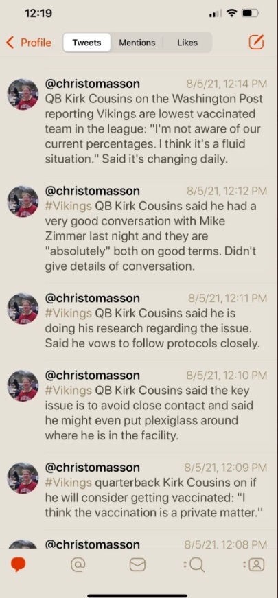 PHOTO Kirk Cousins Refuses To Say If He Got Vaccinated