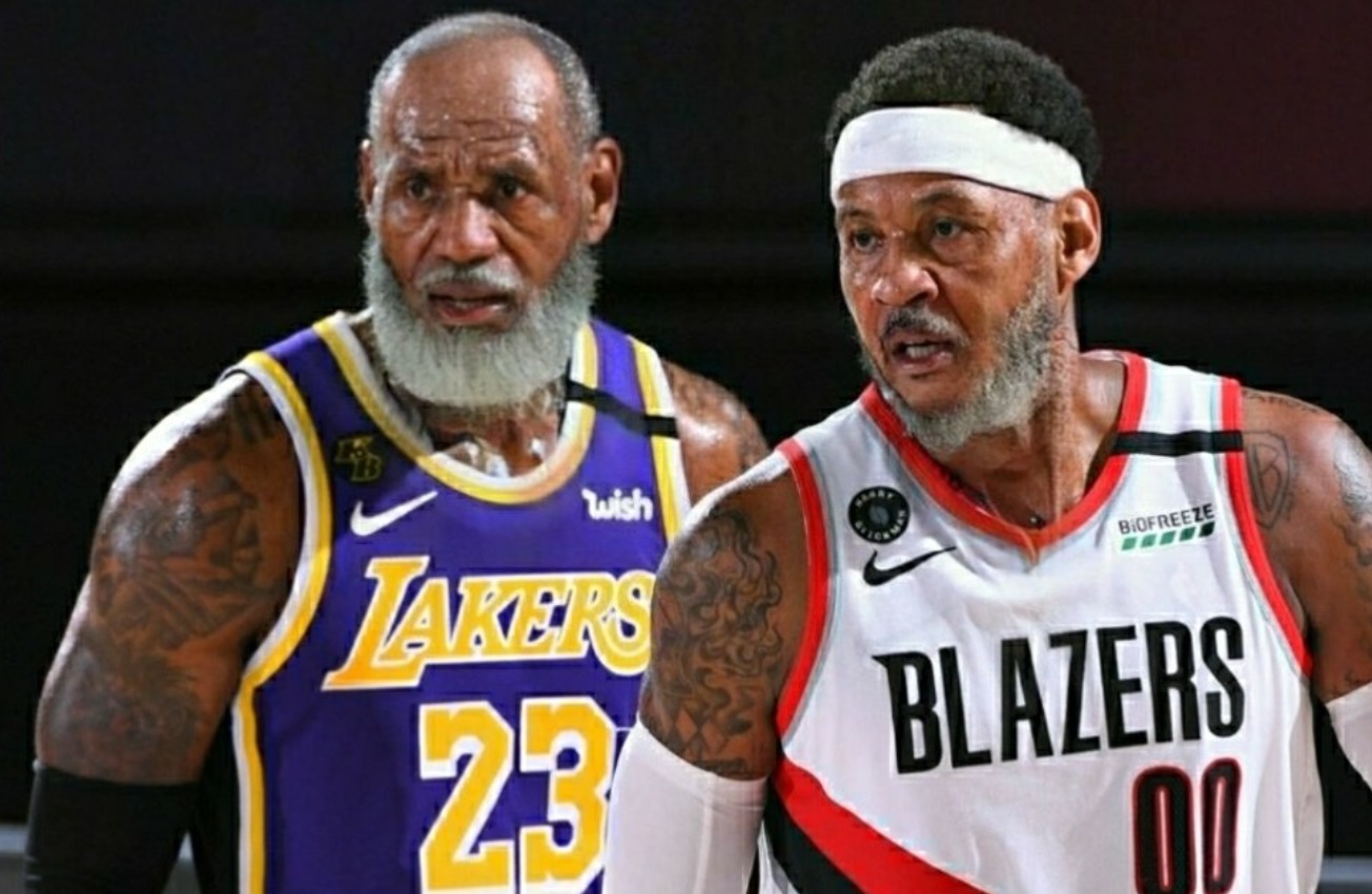 PHOTO Lebron James And Carmelo Anthony With A Grandpa Beard