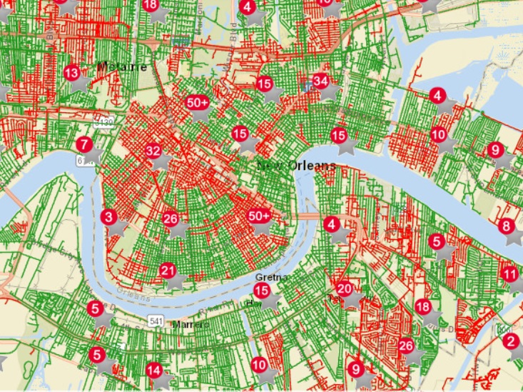 PHOTO Map Of Where All The Power Outages Are In New Orleans Metro Area