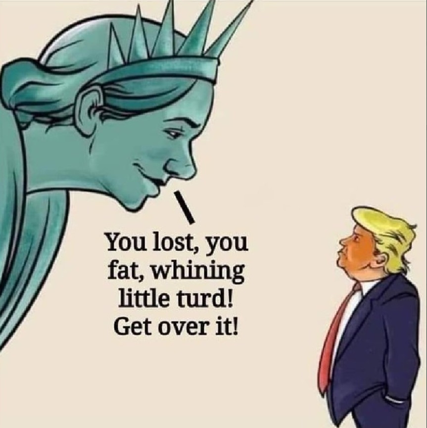 PHOTO Statue Of Liberty Telling Donald Trump You Lost You Fat Whining Turd Get Over It Meme