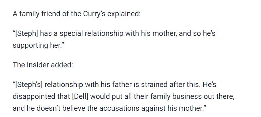 PHOTO Steph Curry Is Siding With His Mother Sonya Saying She Didn't Cheat On Dell