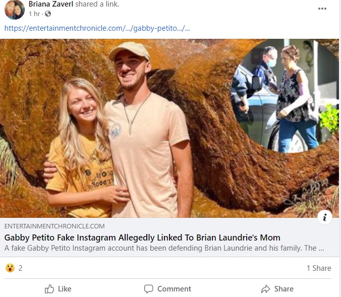 PHOTO Brian Laundrie's Mom Made Fake Instagram Account To Defend Brian Saying He's Completely Innocent