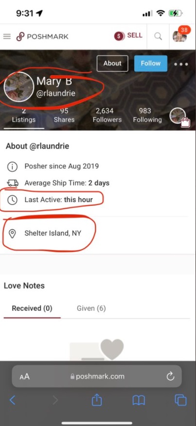 PHOTO Brian Laundrie's Mother Changed Her Name On Poshmark To Mary B And Location To Shelter Island New York