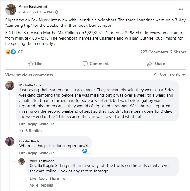 PHOTO Brian Laundrie's Neighbors Charlene And William Guthrie Confirm He And His Parents Went On 3 Day Trip Around September 11th Like Nothing Happened And Gabby Petito Was Long Gone