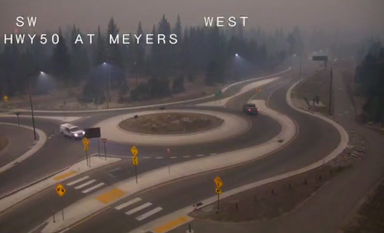 PHOTO CALTrans Camera Picked Up Flames From Caldor Fire In Meyers