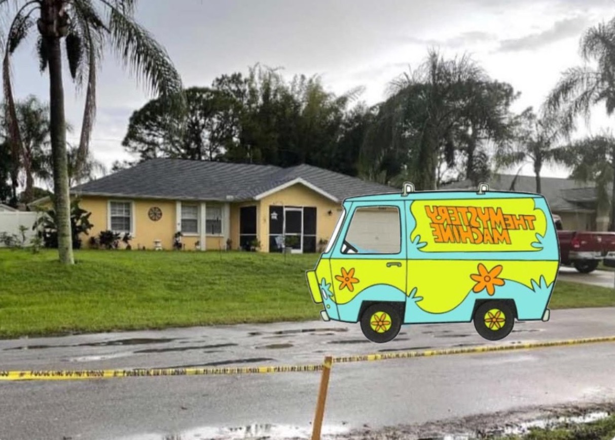 PHOTO Cartoon Bus Outside Brian Laundrie's Parents House Meme