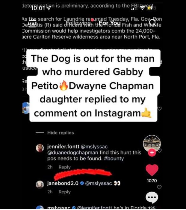 PHOTO Dwayne Chapman's Daughter Salty Over Gabby Petito's Death The Dog Is Out For The Man Who Murdered Her