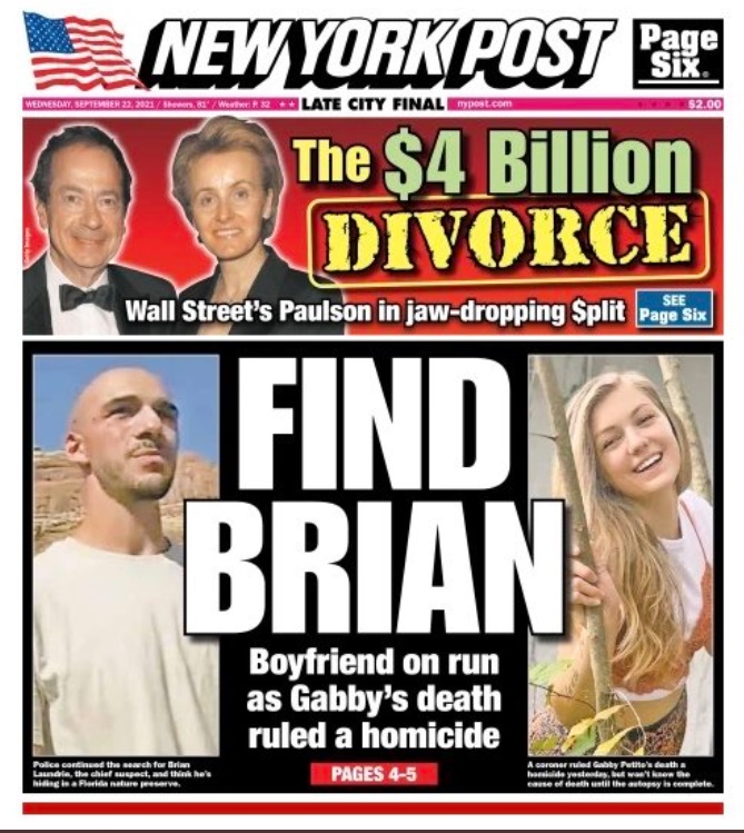 PHOTO Find Brian Laundrie On The Cover Of The New York Post