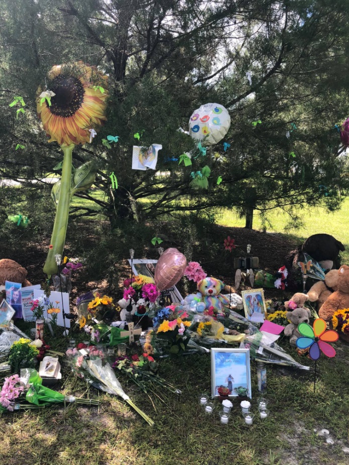 PHOTO Giant Memorial For Gabby Petito That Is Growing At By North Port Florida Police Station And City Hall