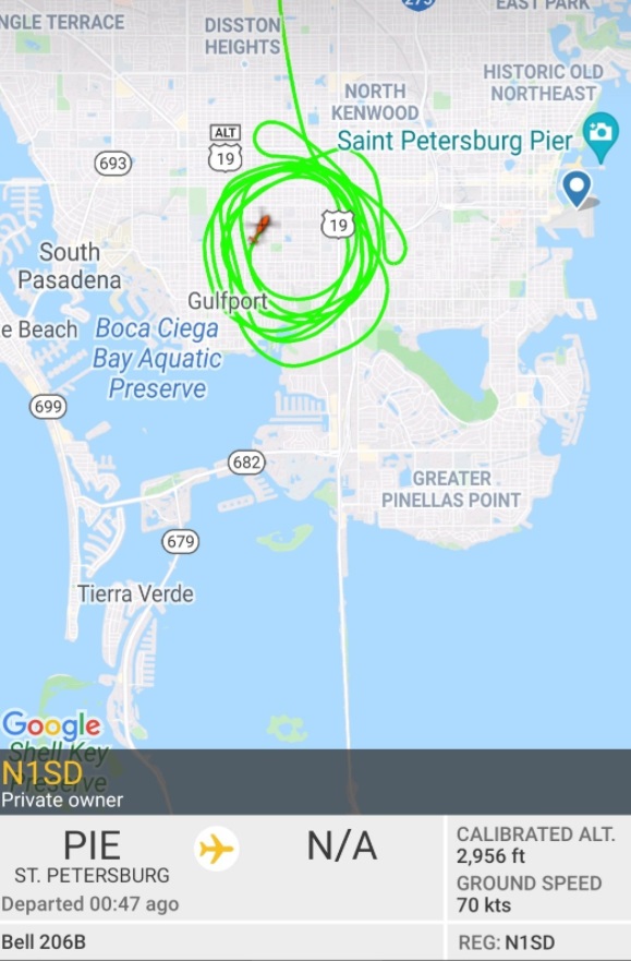 PHOTO Helicopter Searching Over Gulfport Florida For Brian Laundrie Tuesday Night At 9PM