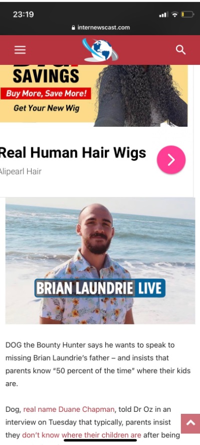 PHOTO Ironic That Advertisement About A Getting A Wig Shows Up On Article About Brian Laundrie