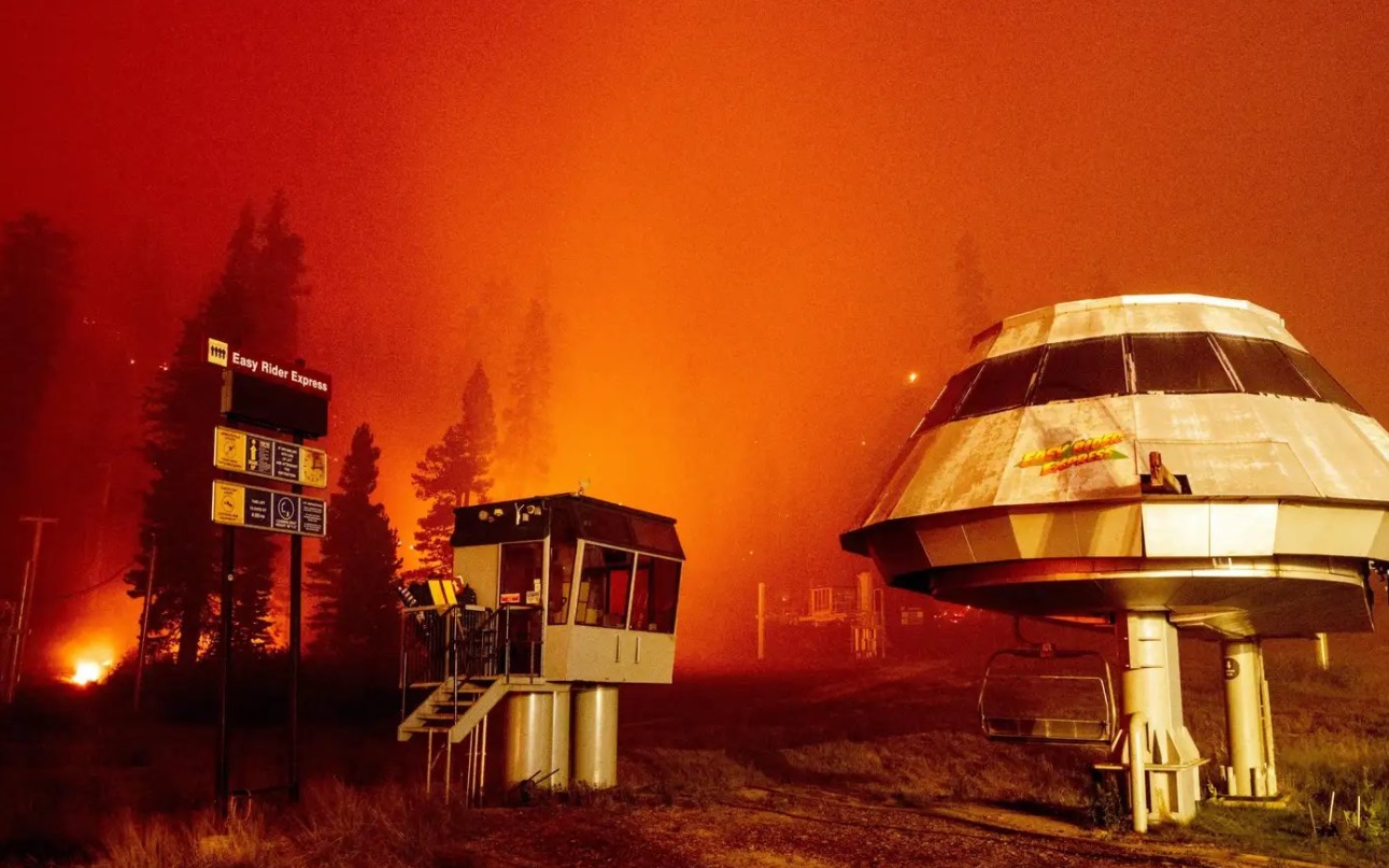 PHOTO Lake Tahoe Ski Resort Equipment In Danger Of Burning Down