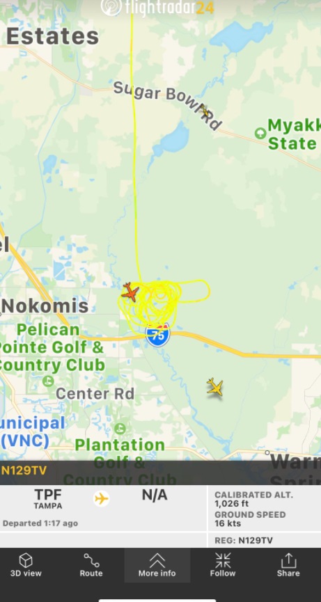 PHOTO Search Has Been Exhausted Around Tampa Florida Area As Helicopter Made Tight Circle Around The Area For 5+ Hours Looking For Brian Laundrie