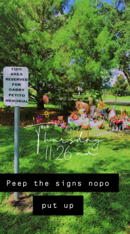 PHOTO This Area Is Reserved For Gabby Petito Memorial Sign In North Port Florida