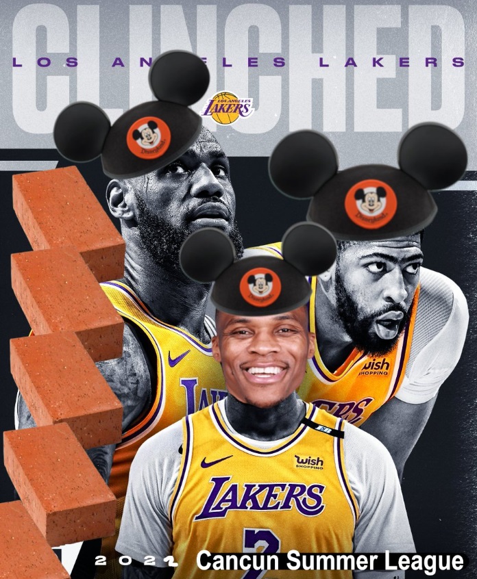 PHOTO Lebron Anthony Davis Russell Westbrook Wearing Mickey Mouse Hats