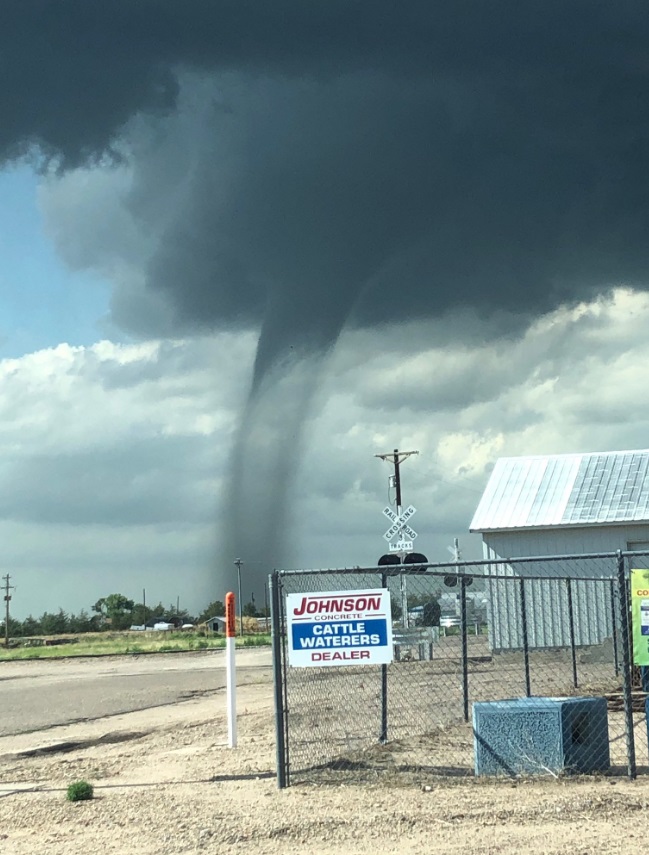 PHOTO Tornado In Stratton Colorado Blackened Near Cattle Dealer As It