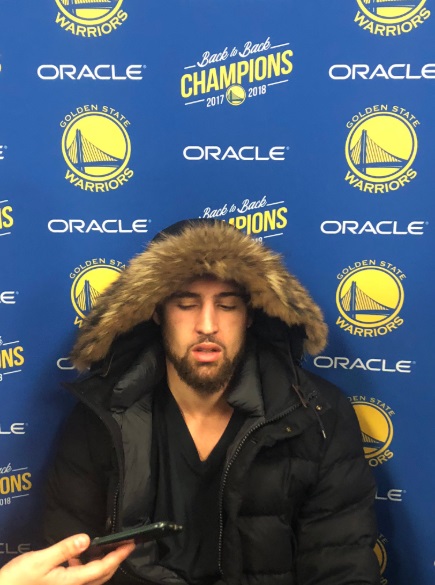 PHOTO Klay Thompson Wearing Giant Furry Jacket Post-Game Like He's About To Go To Antarctica