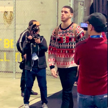 PHOTO Lonzo Ball Wearing Big Baller Brand Custom Christmas Sweater