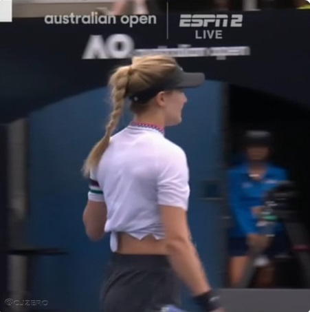 PHOTO Blonde Genie Bouchard Looking Hot At Australian Open With Shirt Tied Behind Her Back