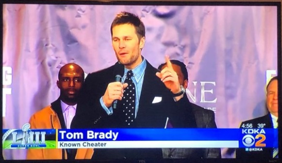 PHOTO CBS 2 Pittsburgh News Refers To Tom Brady As Known Cheater