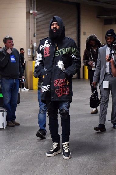 PHOTO James Harden Wearing Fight For Peace Jacket Pre-Game