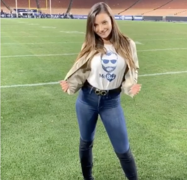 PHOTO Sean McVay's Gilfriend Wearing a McBae T-Shirt On The Field