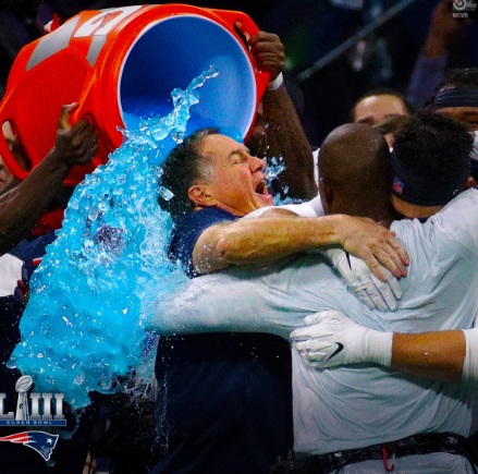 Bill Belichick's Shocked Face Taking Gatorade Bath Still Shot