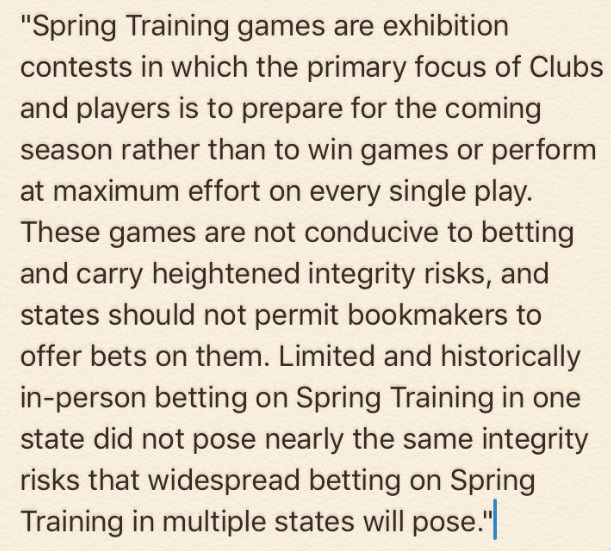 MLB Tells Nevada To Not Allow Betting  Or Odds On Spring Training Games Because They Are To Prepare For The Season