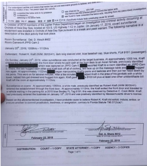 PHOTO Court Document Says Robert Kraft Paid 100 Plus Unidentified Bill For Hand Job