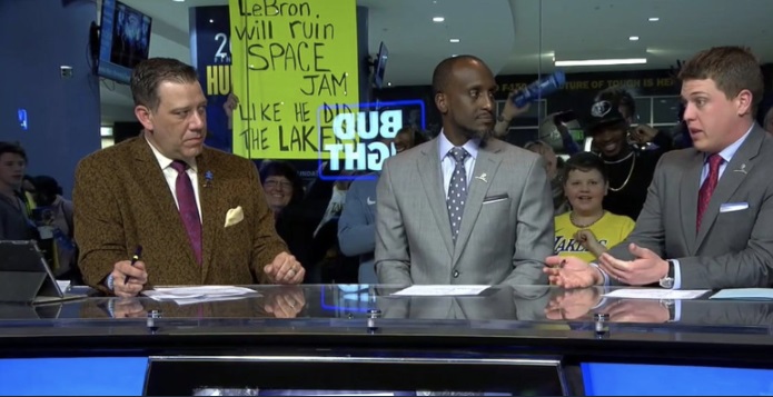 PHOTO Grizzlies Fan Smirking Holding Sign That Says Lebron Will Ruin Space Jam Like He Ruined The Lakers