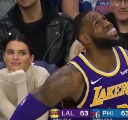 PHOTO Kendall Jenner Had Her Eyes On Lebron James Checking Him Out As He Came Down The Court