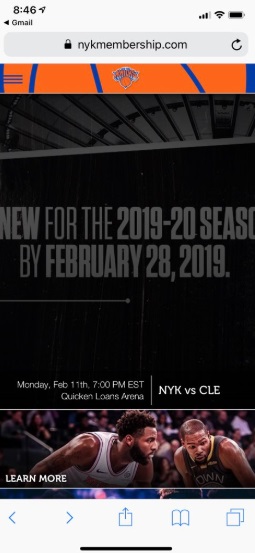 PHOTO Knicks Are Asking For Season Ticket Holders To Renew By February 28 With Kevin Durant On The Renewal Page