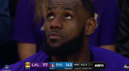 PHOTO Lebron James Looking Up At Scoreboard With A VERY Sad Look On His Face