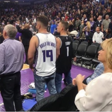 PHOTO Sacramento Kings Fan Wearing Jersey That Says Build The Wall