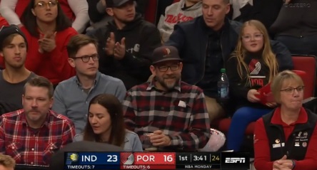 PHOTO Blazers Fans In Crowd In Portland All Wearing Collared Red Plaid Long Sleeve Shirts