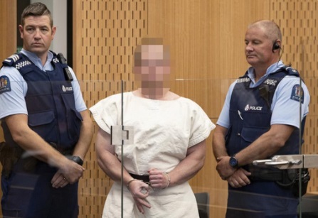 PHOTO Brenton Tarrant In White Prison Uniform Surrounded By Security