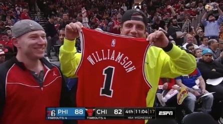 PHOTO Bulls Fan Already Has Zion Williamson Bulls Jersey