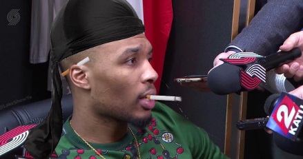 PHOTO Damian Lillard Smoking A Cigarette With A Do-Rag On