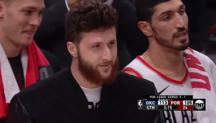 PHOTO Jusuf Nurkic On The Bench In Street Clothes Pleased With Blazers Comeback