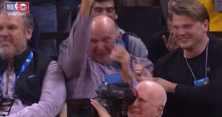 PHOTO Steve Ballmer Almost Throws Up On Himself Celebrating Clippers Unlikely Game 2 Win