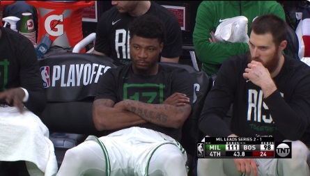 PHOTO Marcus Smart Crossing His Arms On Bench Depressed Celtics Are Down 3-1