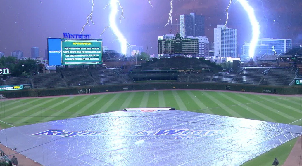 PHOTO Awe Inspiring Image Two Lightening Strikes Hit Wrigley Field