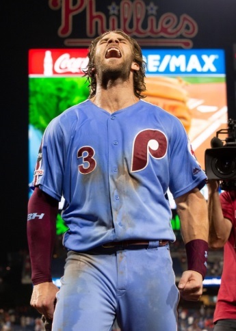 Bryce Harper Roaring After Hitting Grand Slam Home Run Still Shot