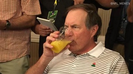 PHOTO Bill Belichick Chugging Orange Juice