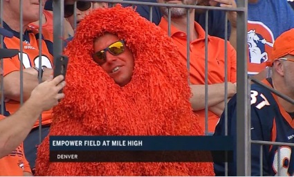 PHOTO Broncos Fan Covers His Entire Body In Orange Streamers