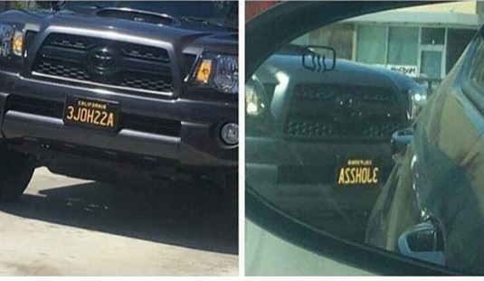 PHOTO Dude's California License Plate Says Asshole Backwards